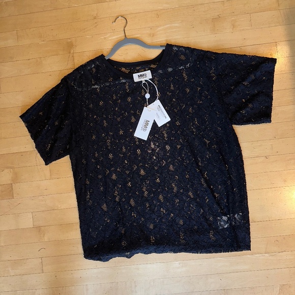 NEW MM6 Black lace t-shirt top, L,  PG1439 - Picture 4 of 6